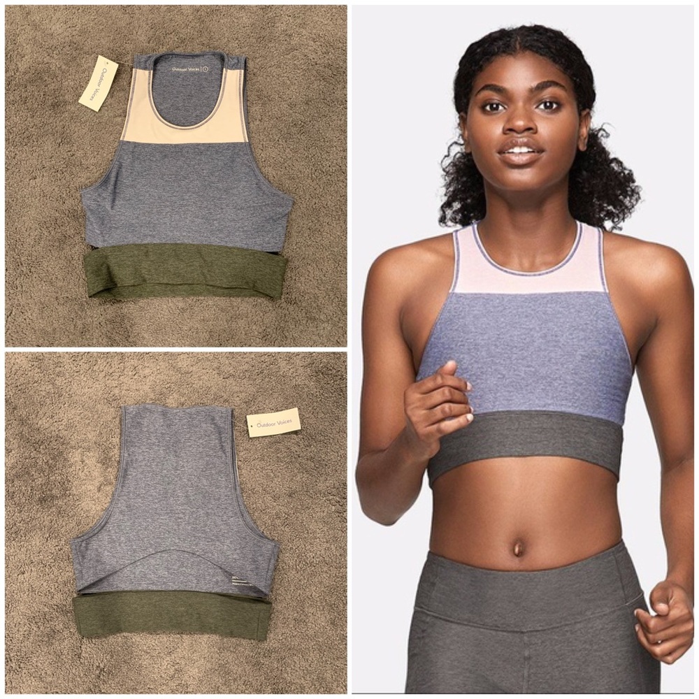 OV Outdoor Voices Tri-Tone Slashback Crop Top